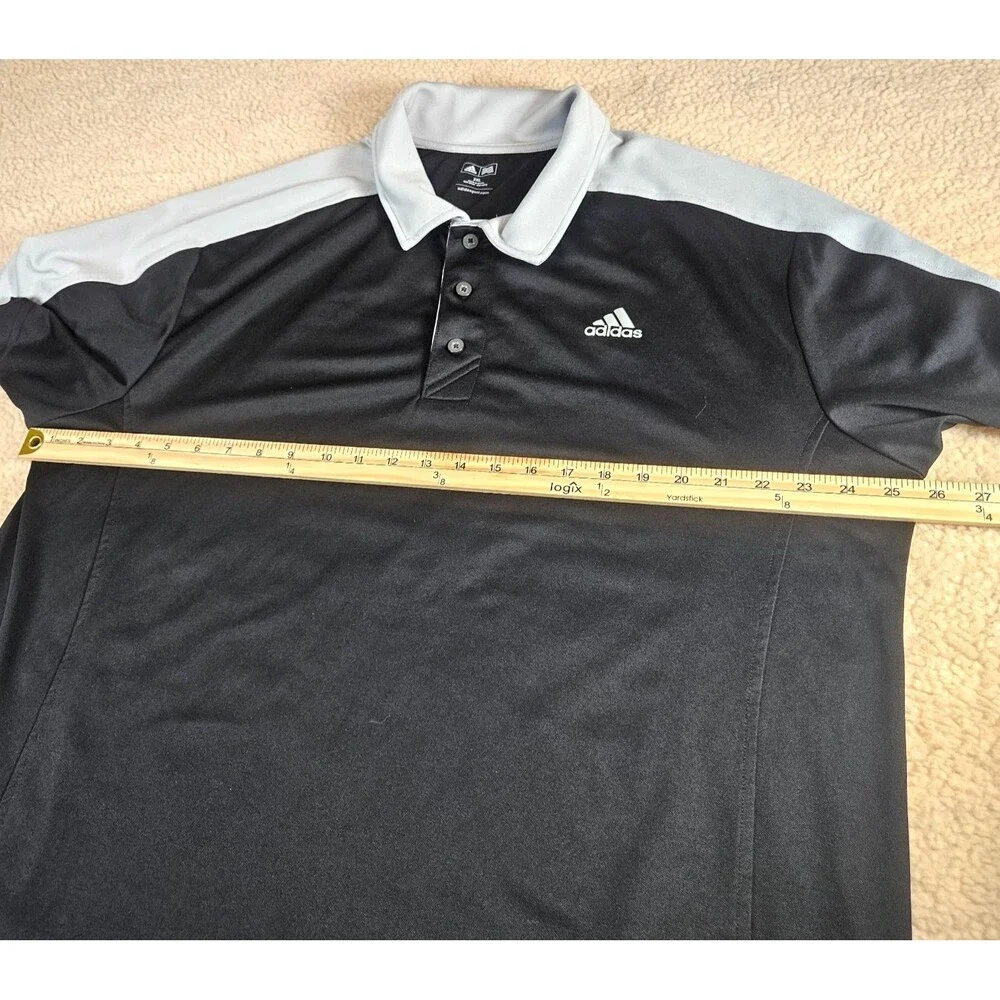 Adidas Golf Polo Shirt Mens 2XL Black Gray Climalite Performance‎ Short Sleeve